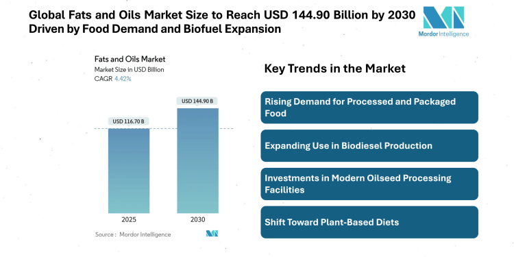Fats and Oils Market Size to Reach USD 144.90 Billion by 2030, Driven by Food Demand and Biofuel Expansion